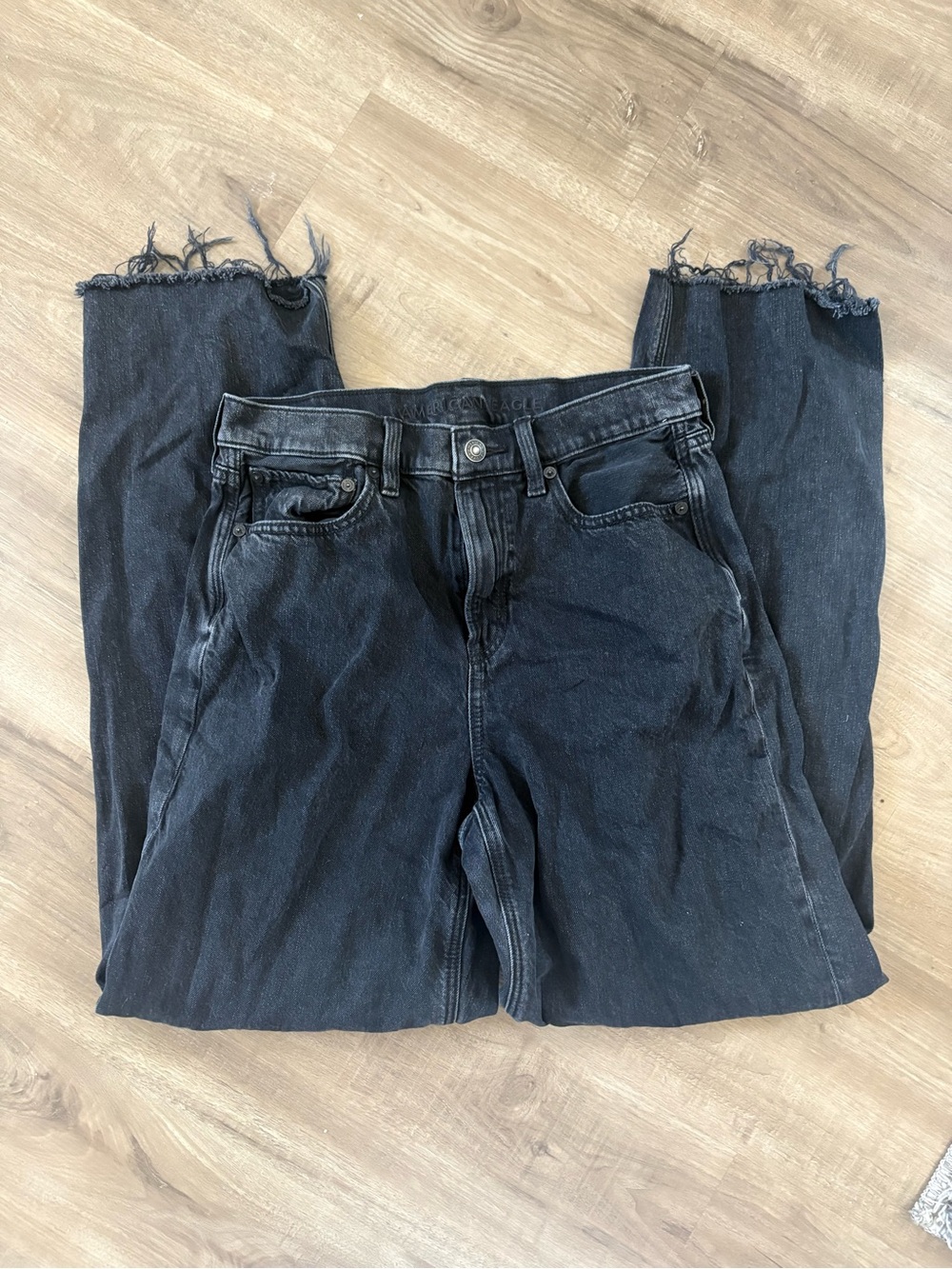 Women's AE Black Raw-Hem Jeans